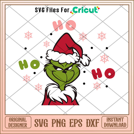 Ho Ho Ho Grinch santa hat Christmas SVG, grinch face image​ svg