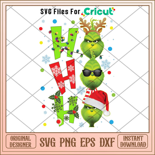 Ho Ho Ho The Grinch Christmas svg, picture of the grinch face​ svg