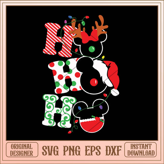 Ho Ho Ho Christmas Mickey Heads svg, disney christmas svg