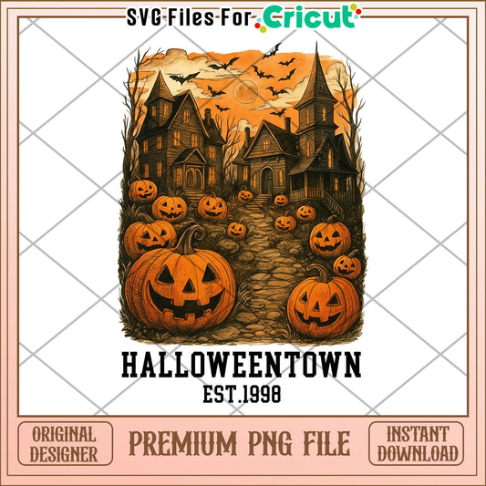Hoalloween town design png, summerween png, halloween in summer png
