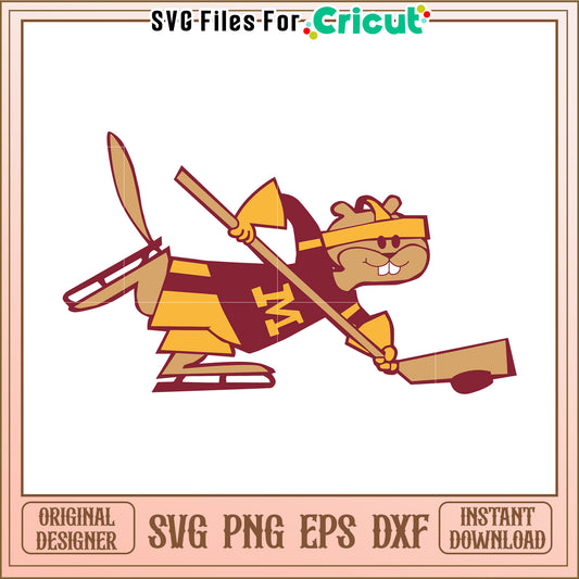 Hockey Beaver Mascot SVG for Cricut, fun design for sports projects and decor