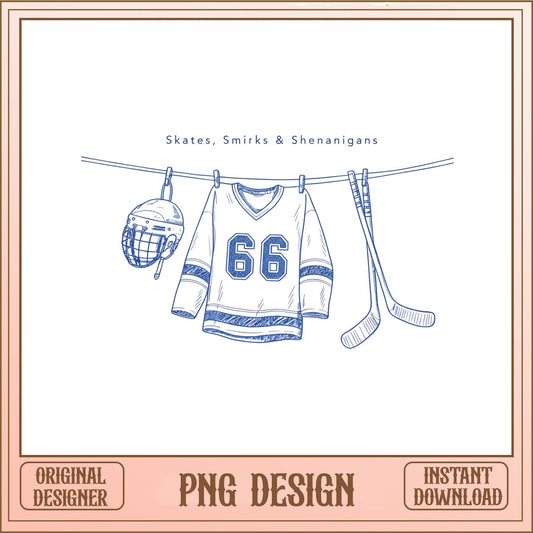 Hockey SVG PNG, Ice Hockey Jersey Helmet Stick Design, Sports PNG