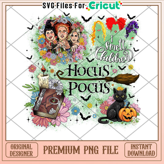 Hocus Pocus PNG Floral Halloween Design
