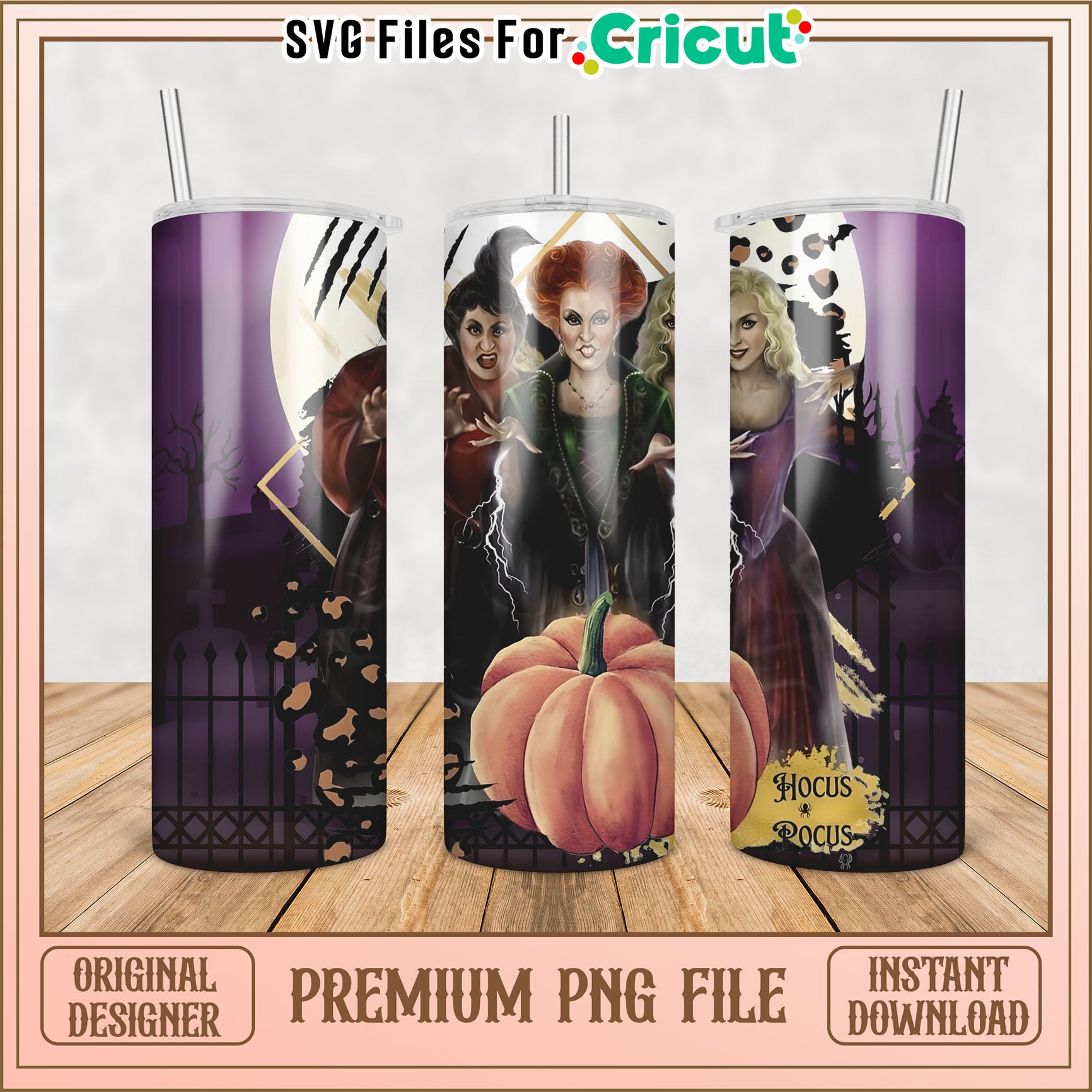 Hocus Pocus Pumpkin Tumbler PNG