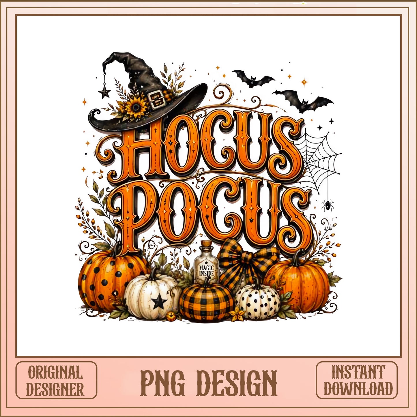 Hocus Pocus Halloween PNG, Witch Pumpkin PNG, Fall Halloween PNG
