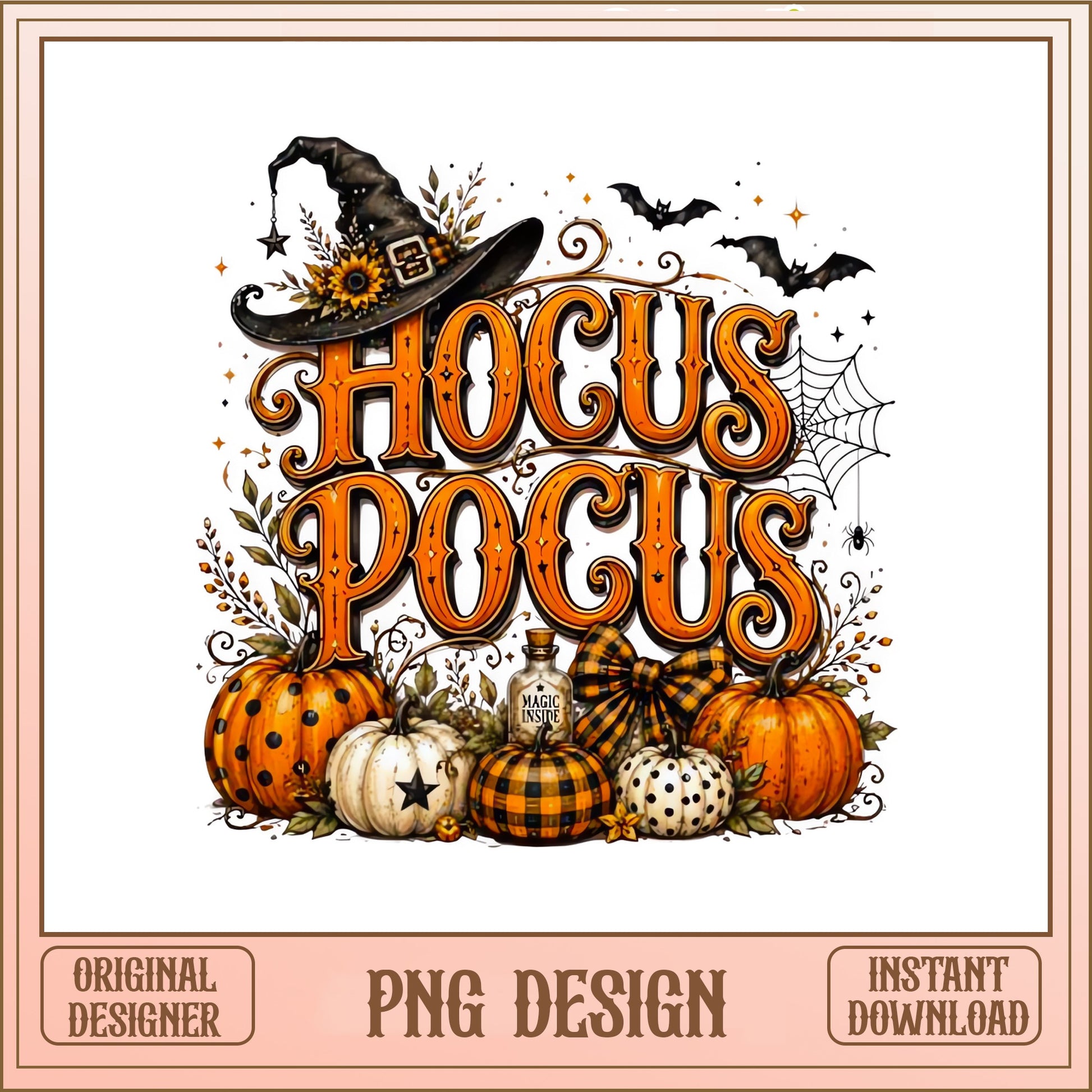 Hocus Pocus Halloween PNG, Witch Pumpkin PNG, Fall Halloween PNG