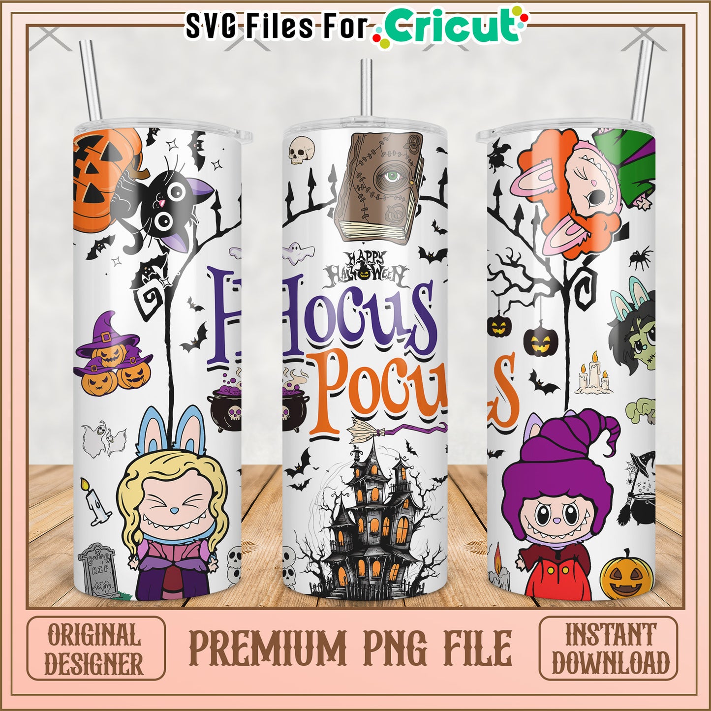 Hocus pocus labubu tumbler png, horror movie png, halloween tumbler png