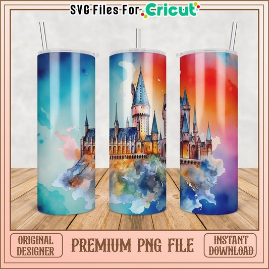 Hogwarts Castle Watercolor Tumbler PNG