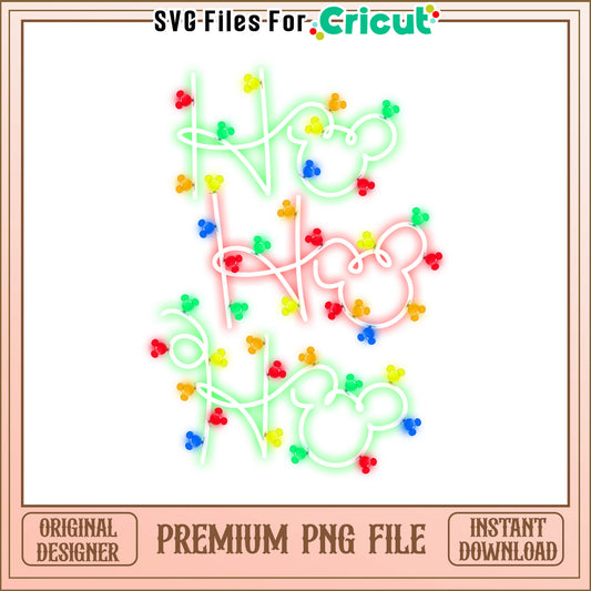 Hohoho christmas light png, mickey head christmas lights​ png