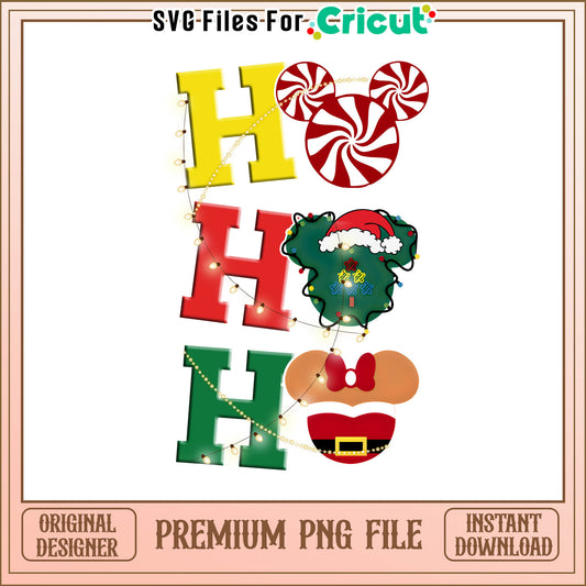 Hohoho mouse head merry christmas png, hohoho typography design png