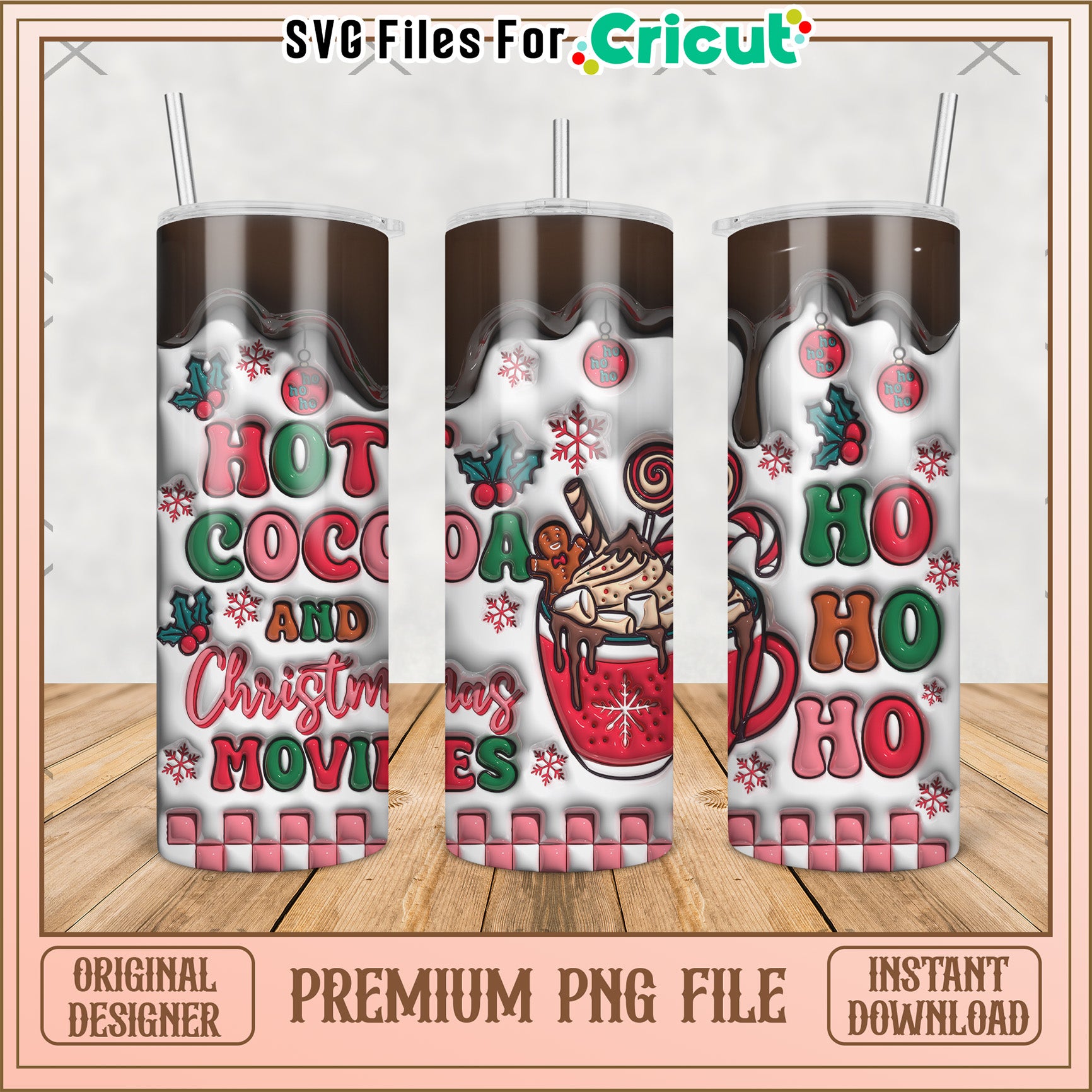 Hohoho tumbler png, christmas design png, funny santa claus png