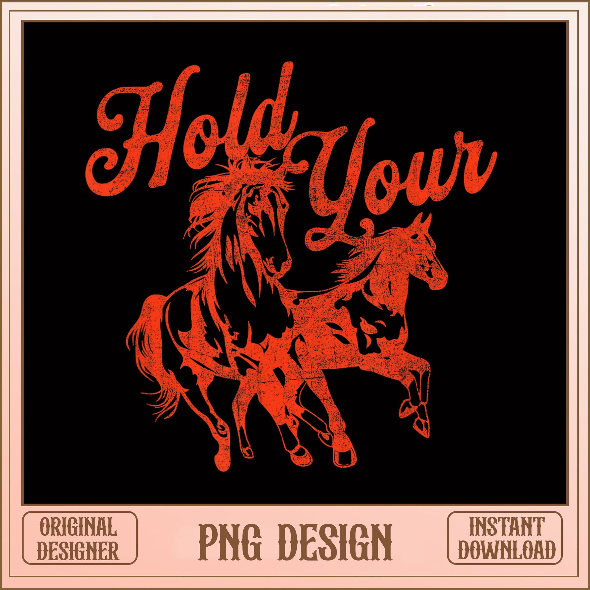 Hold Your Horses Vintage Western PNG, Retro Cowboy PNG, Wild Horse PNG