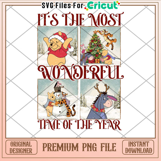 Holiday Cheer with Winnie the Pooh PNG for Cricut Crafting Fun