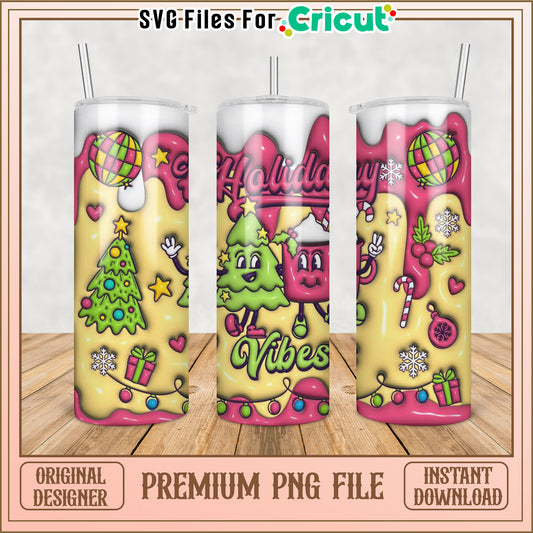Holiday Themed Tumbler PNG Design for Cricut and DIY Projects