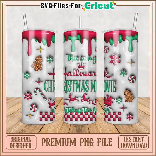 Holiday Tumbler Design with Christmas Movie Theme PNG Download