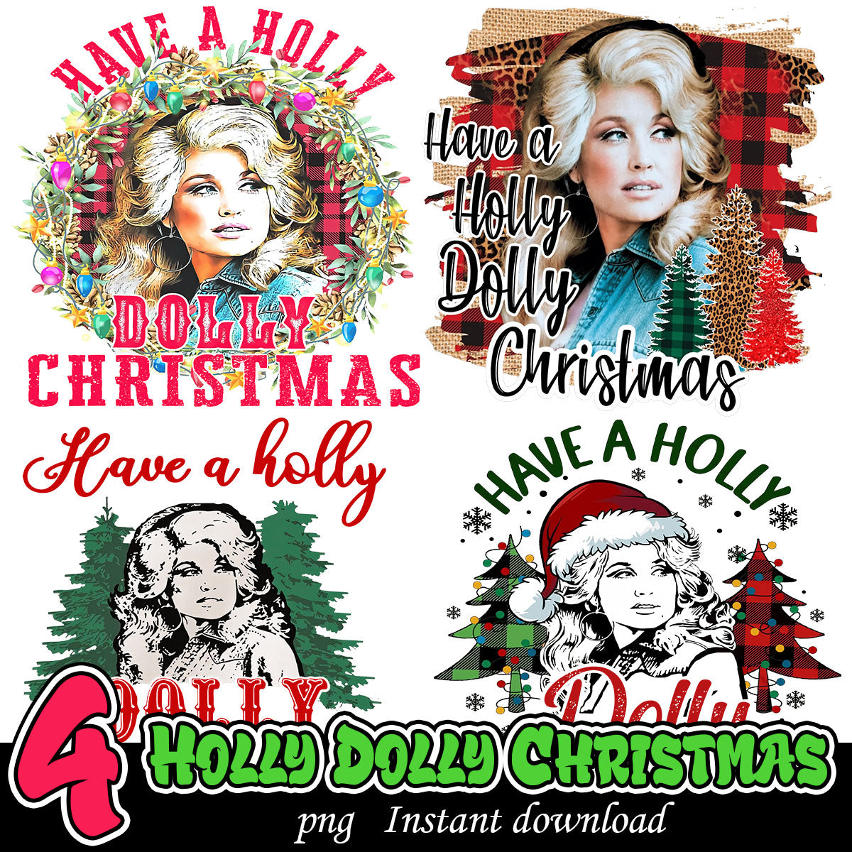 Holly Dolly Christmas Bundle PNG, Holly Jolly Christmas bundle