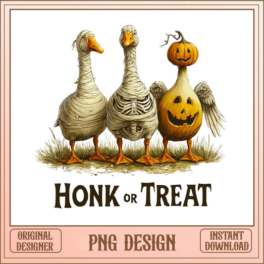 Honk Or Treat Halloween Geese PNG, Funny Duck PNG, Halloween PNG
