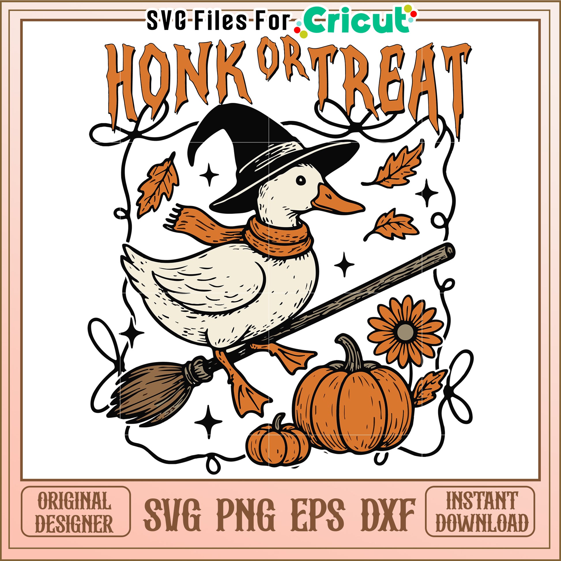 Honk or treat funny goose svg, halloween goose humor svg, spooky honking bird svg