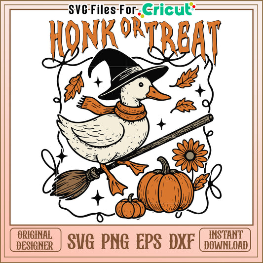Honk or treat funny goose svg, halloween goose humor svg, spooky honking bird svg