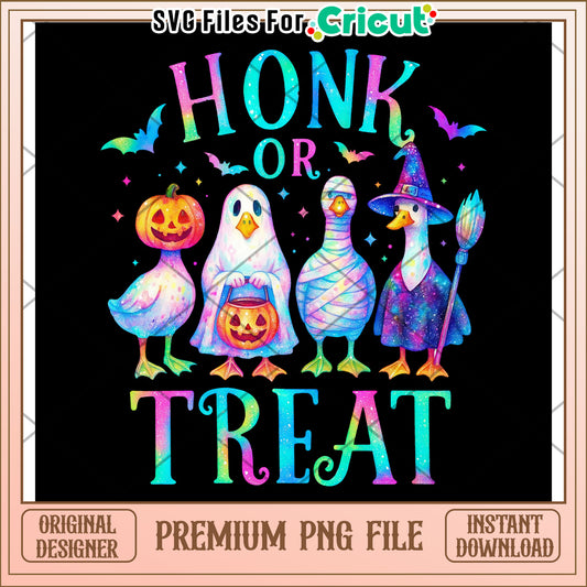 Honk or treat neon png, halloween time png, halloween decor png