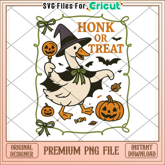 Honk or treat png, halloween day png, spooky fun png