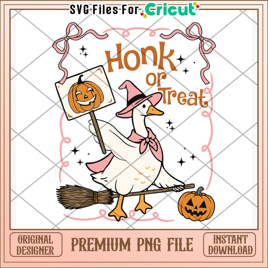 Honk or treat png, halloween goose png, funny goose memes png