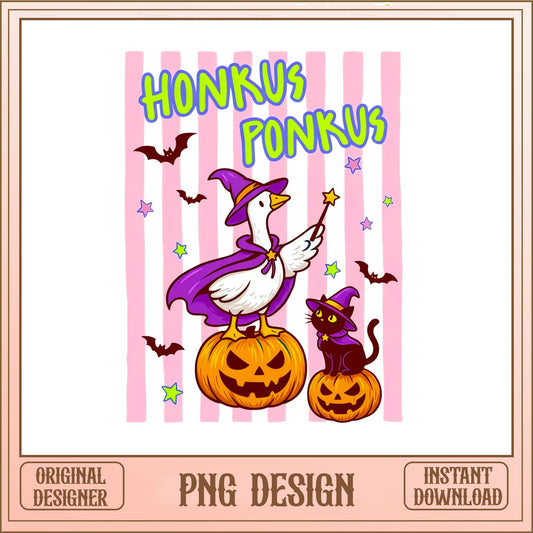 Honkus Ponkus Halloween PNG, Witch Duck Pumpkin PNG, Halloween PNG