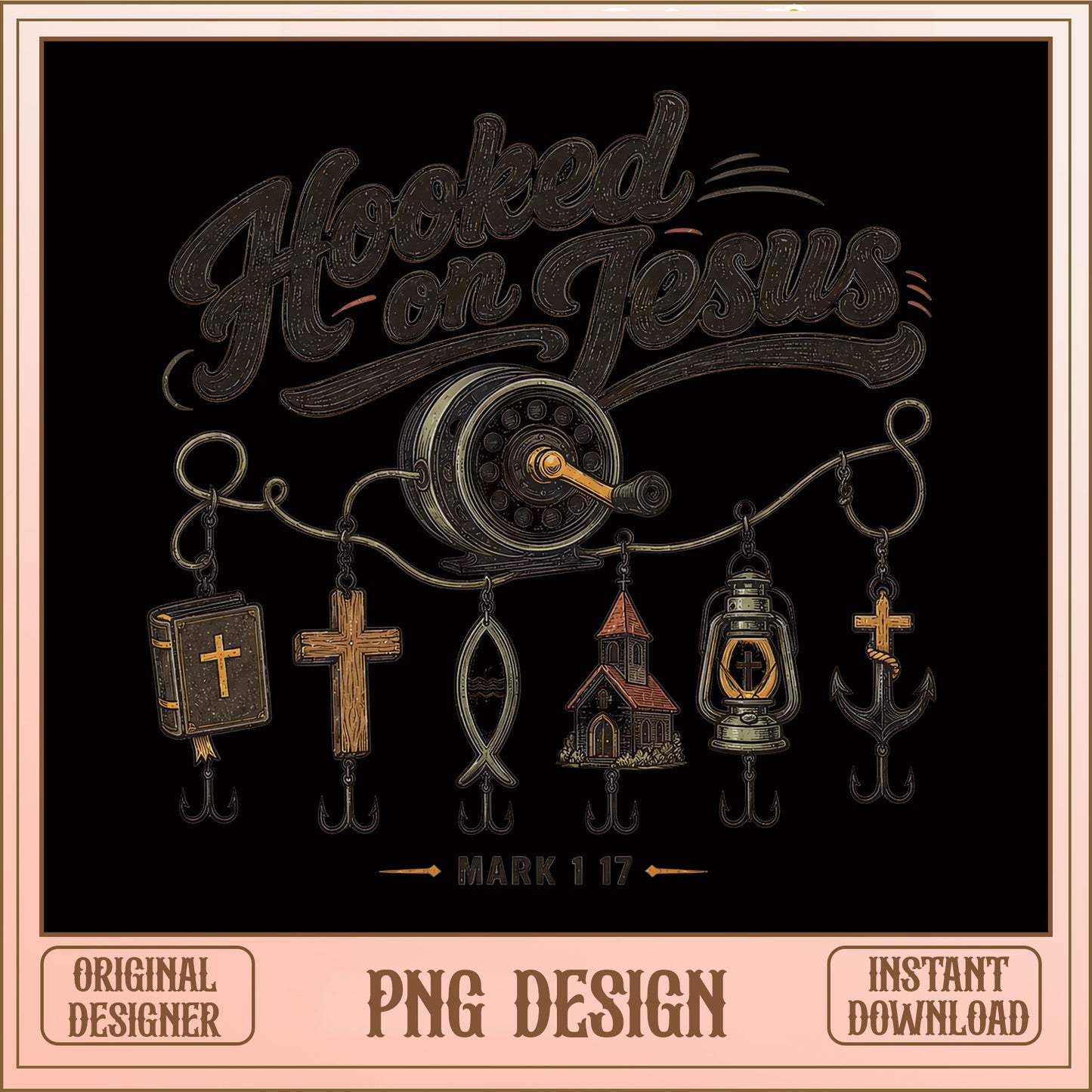 Hooked On Jesus Fishing PNG, Christian Fishing Shirt PNG, Faith PNG