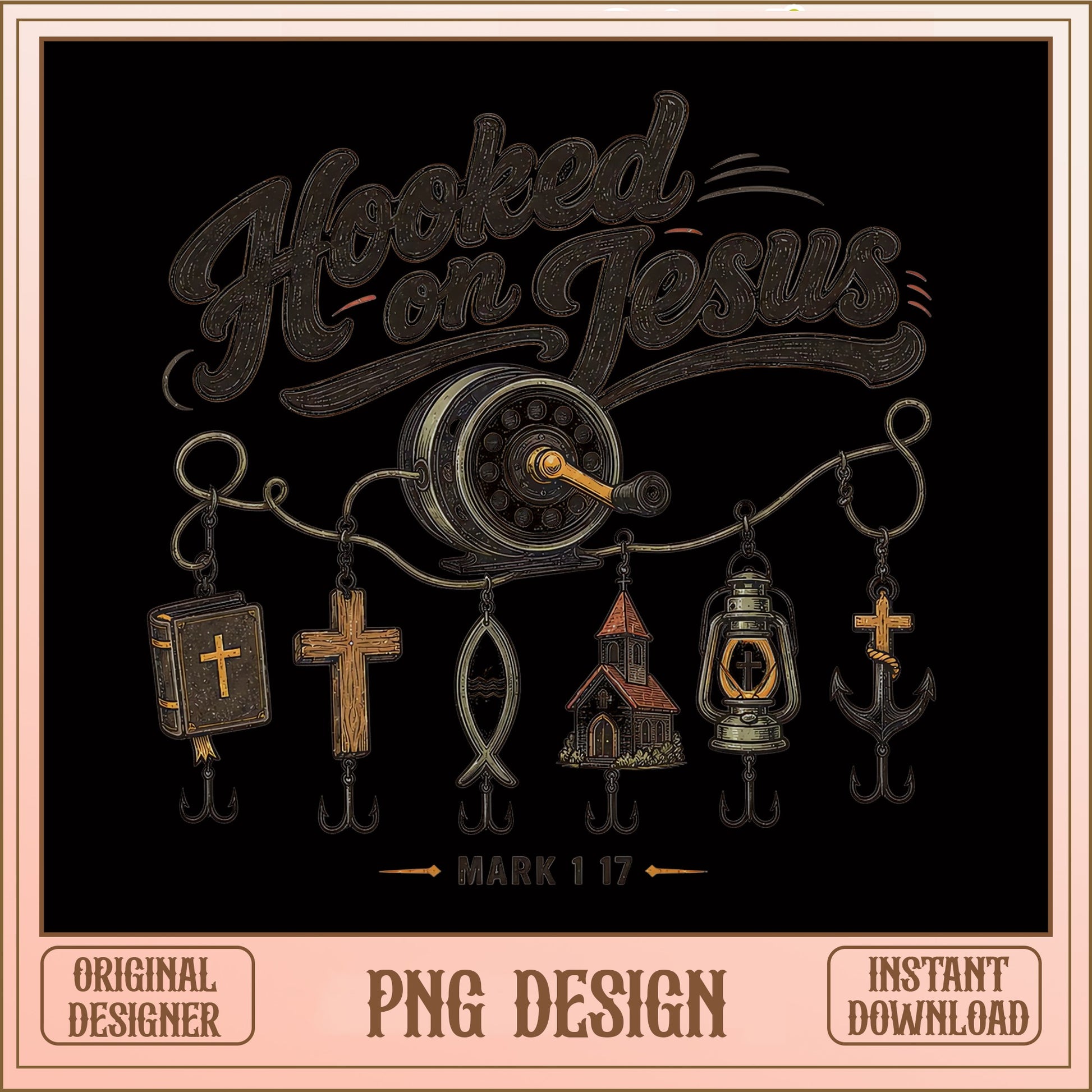 Hooked On Jesus Fishing PNG, Christian Fishing Shirt PNG, Faith PNG