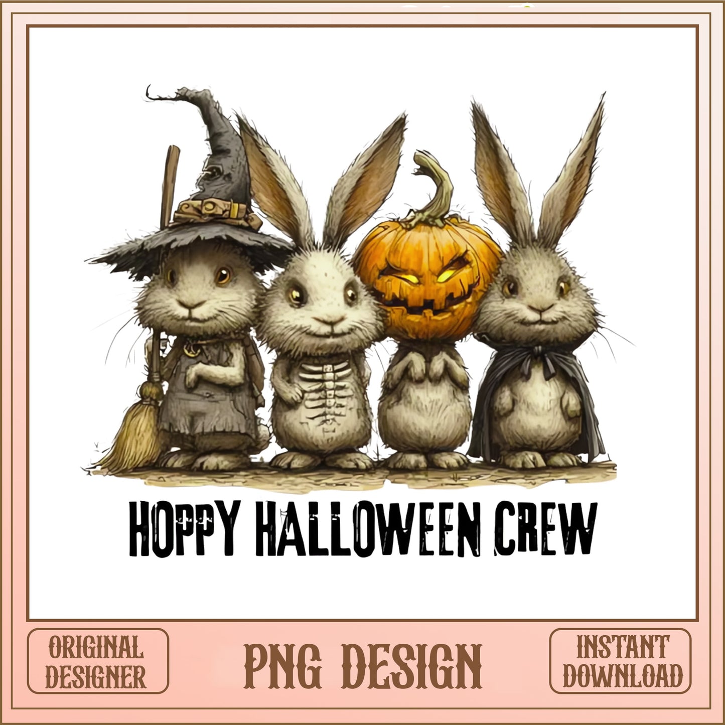 Hoppy Halloween Crew PNG, Bunny Halloween PNG, Spooky Rabbit PNG