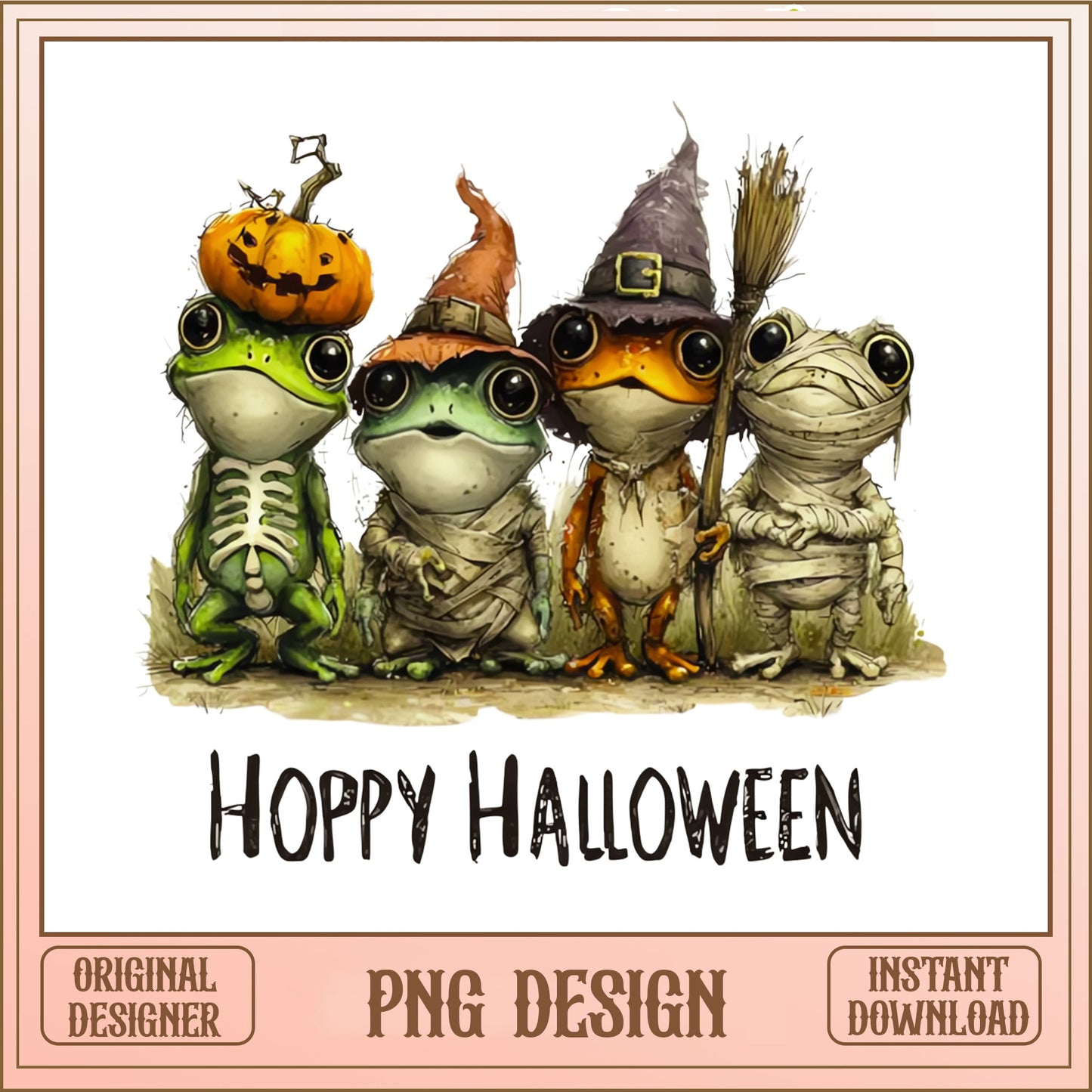 Hoppy Halloween Frog PNG, Cute Frog Halloween, Witch Frog PNG