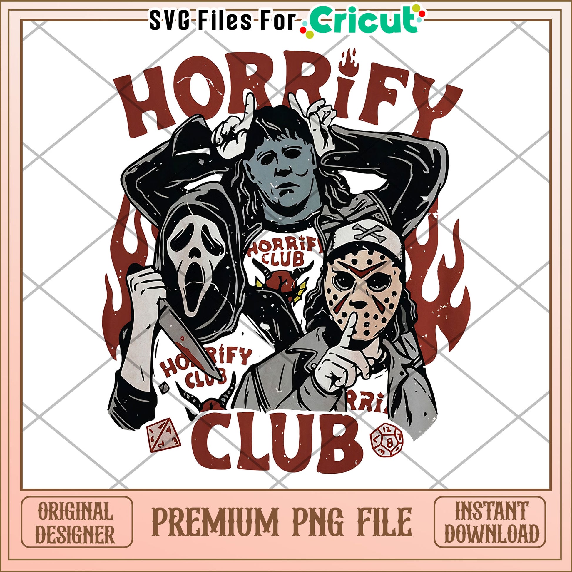Horify club png, halloween​ design​ png, halloween costume​ png