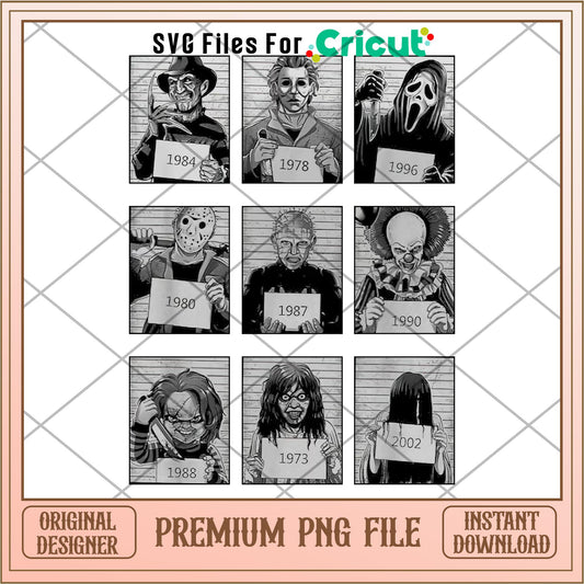 Horror Characters Mugshot png, Horror characters png, digital download