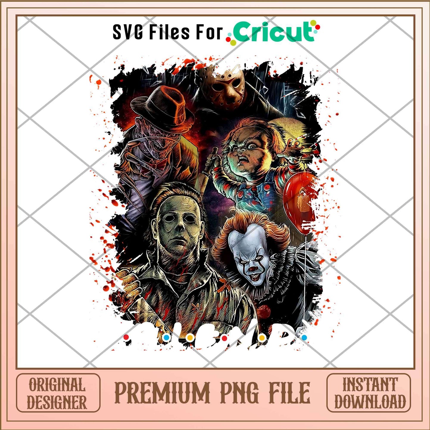 Horror Classic Movie Character Friends png, Horror characters png, Digital Download