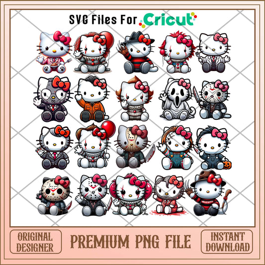 Hello Kitty Horror png bundle, Hello Kitty Chibi movies bundle