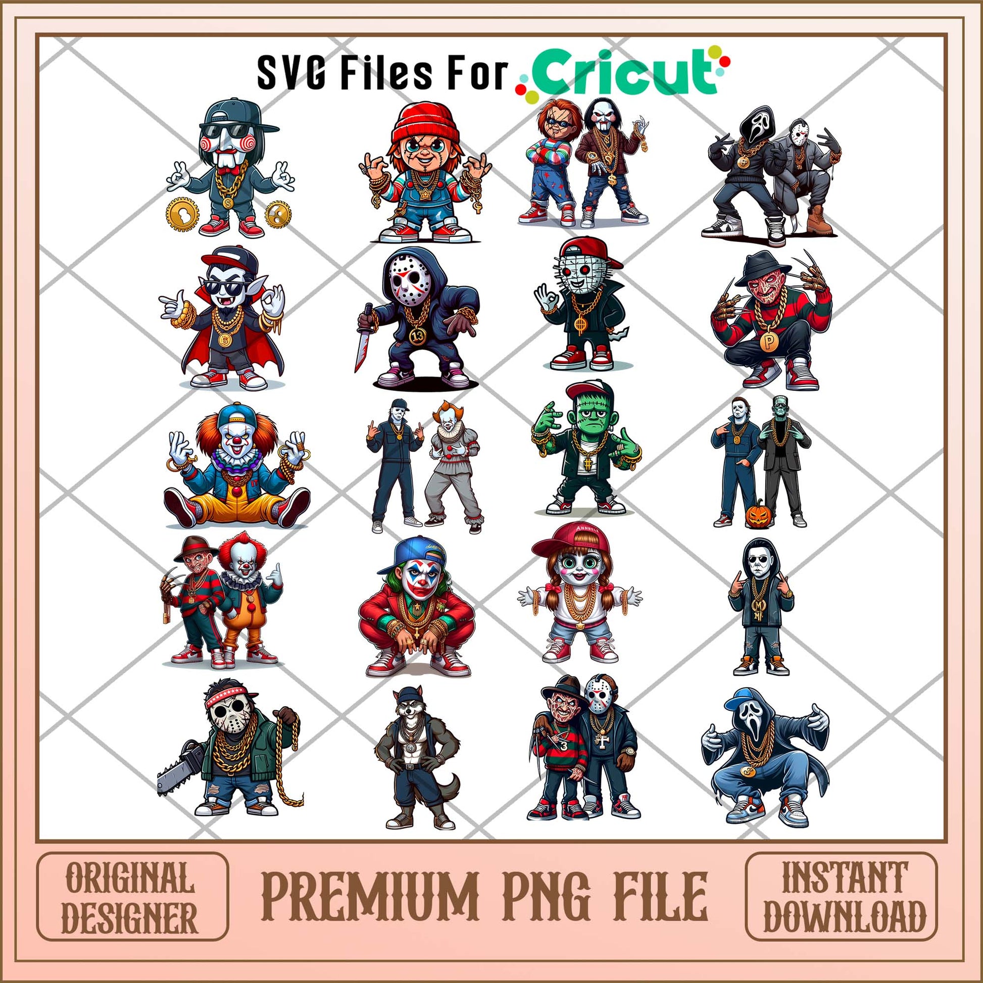 Horror Hiphop png bundle, Horror Chibi characters bundle, Horror killer bundle