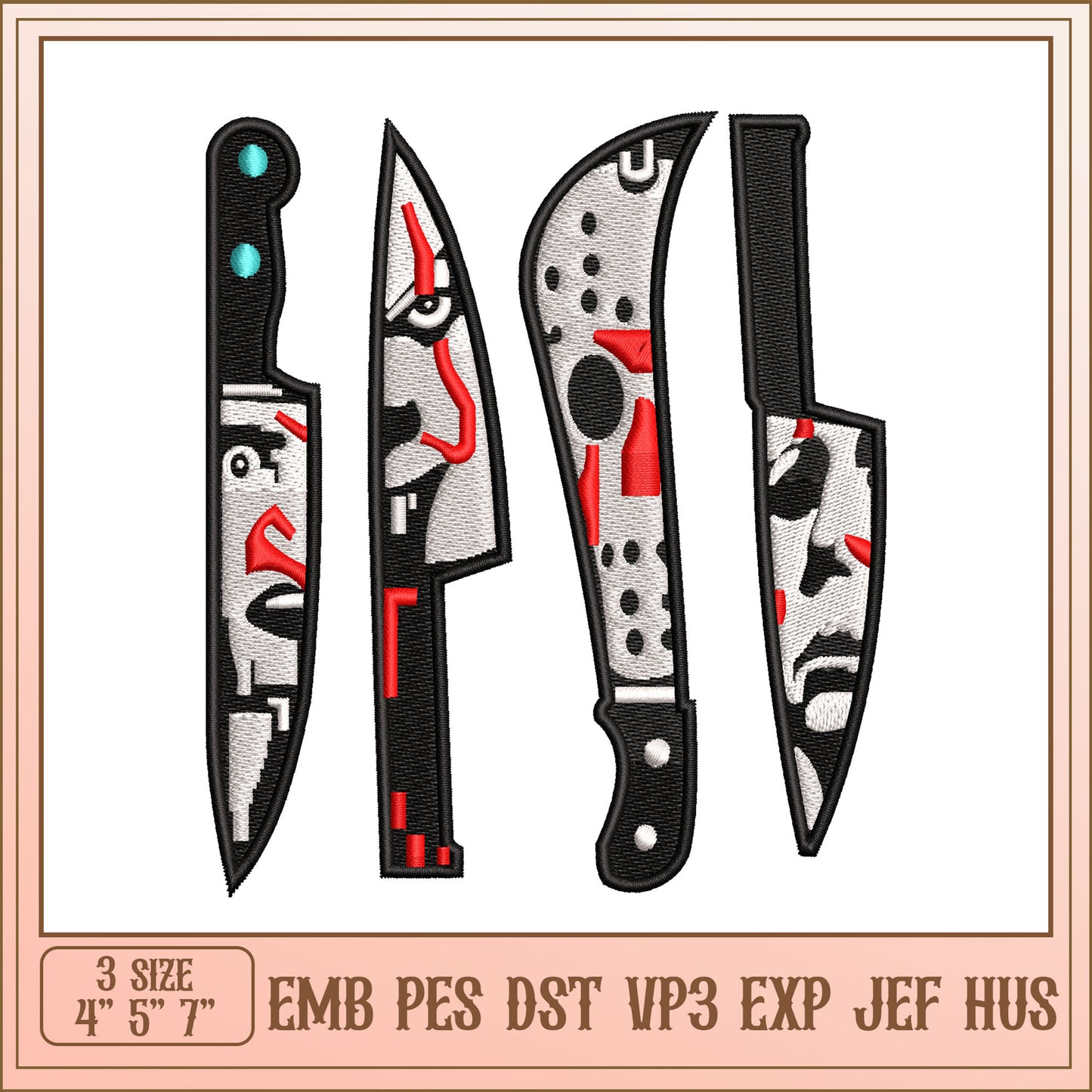 Horror Knife Embroidery Design
