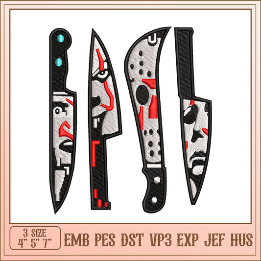 Horror Knife Embroidery Design