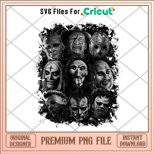 Horror Mask movie Black png, Horror characters png, Digital Download
