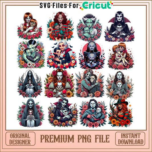 Horror characters mother flower bundle png, horror movies characters​​ png