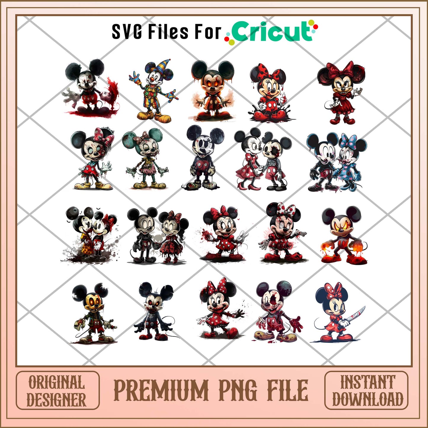 Horror Mickey PNG bundle, Horror Disney chibi movies bundle, Disney png 