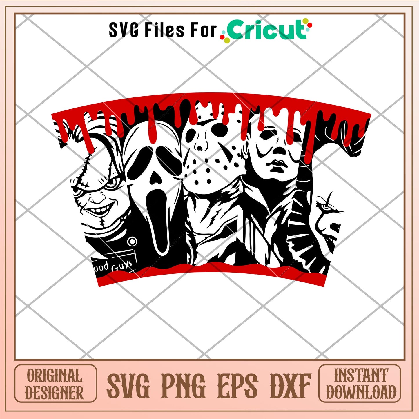 Horror Movie Characters Full Wrap, Horror Movie Characters Full Wrap Svg