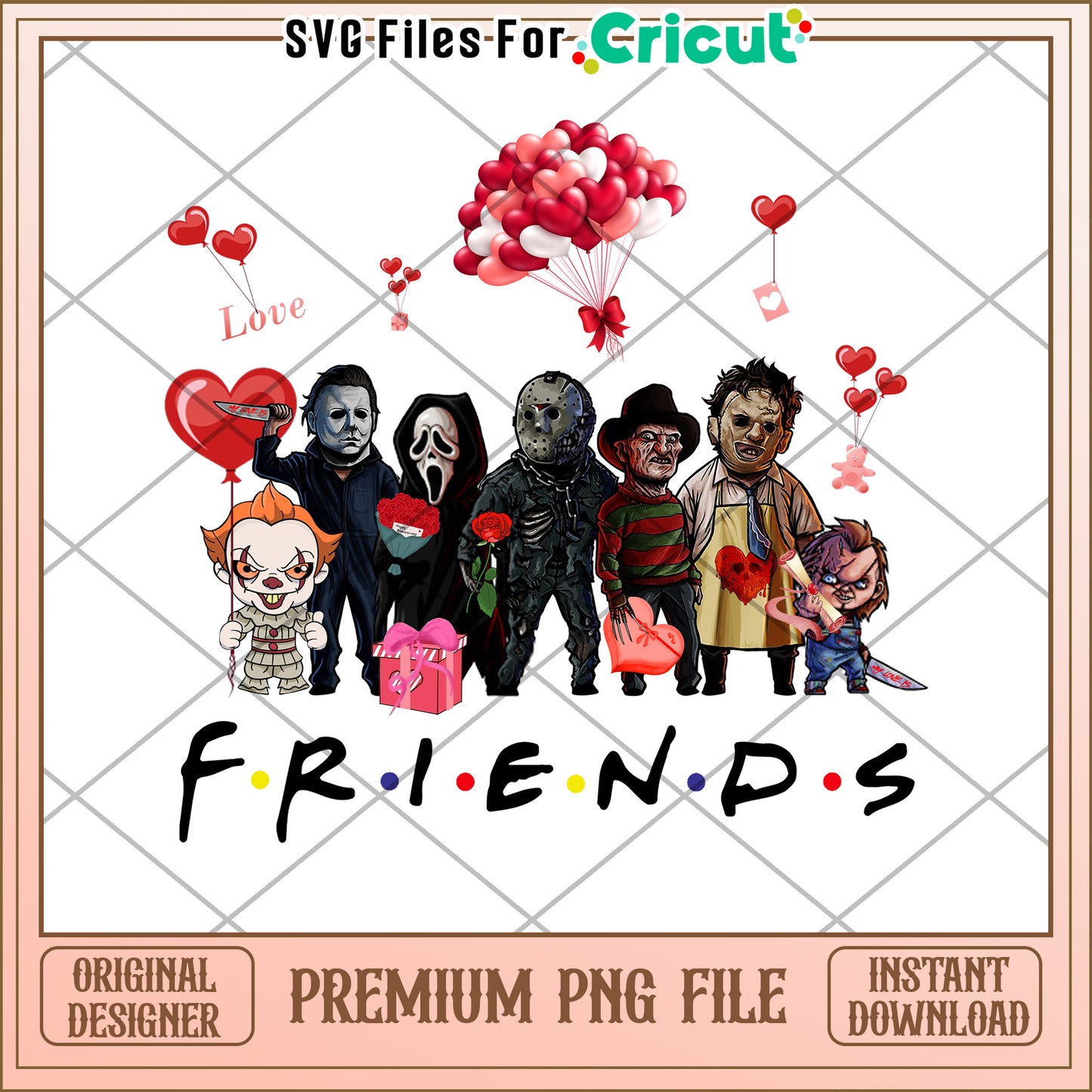 Horror Movie Friends Valentines PNG
