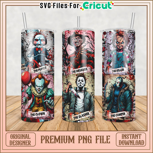Horror Movie Tumblers PNG Design Instant Download