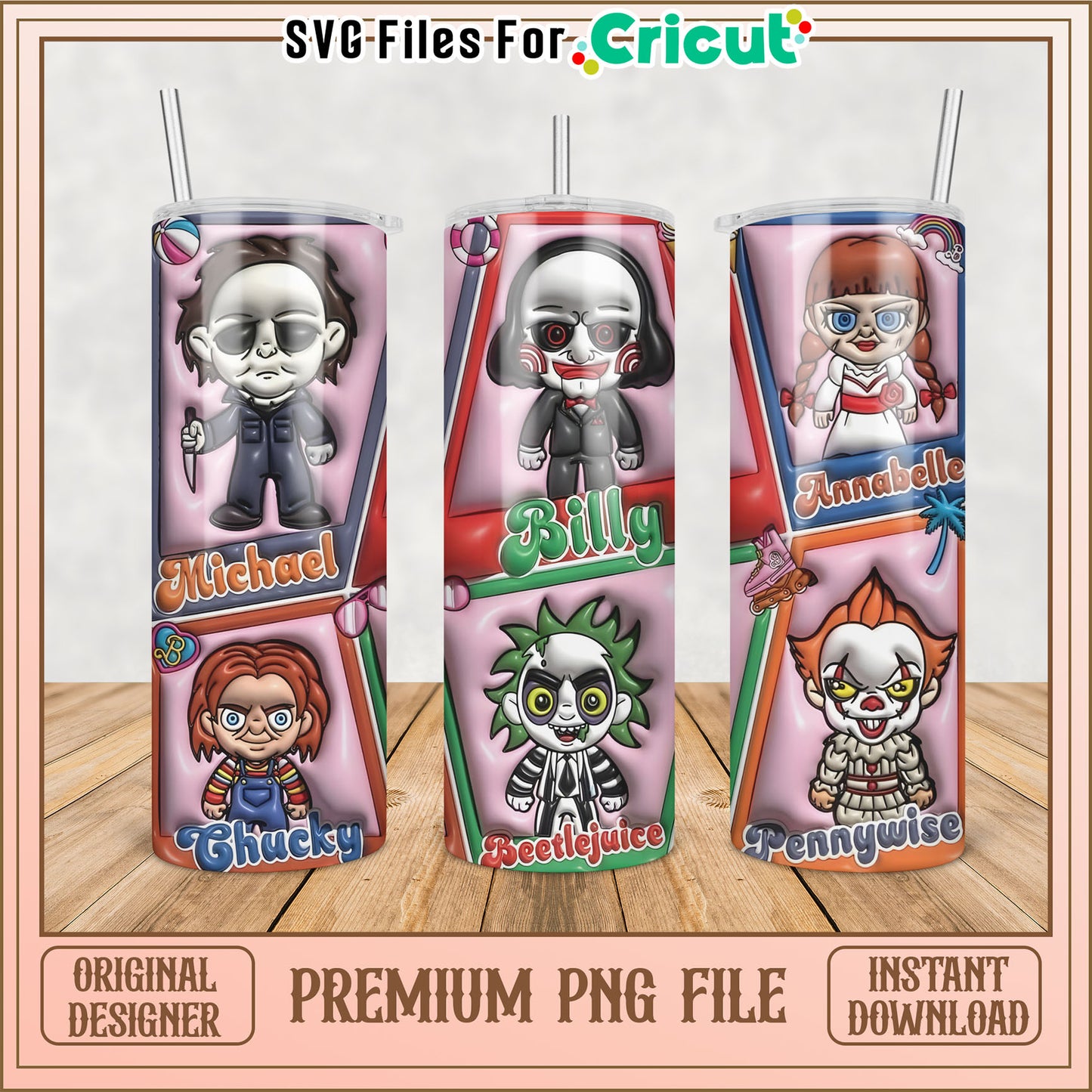 Horror Movie Tumblers PNG Sublimation