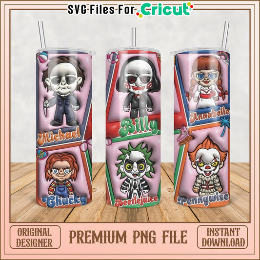 Horror Movie Tumblers PNG Sublimation