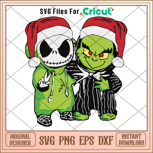 Horror Nightmare Before Grinchmas SVG, jack skellington christmas​ svg