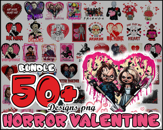 Horror movie heart bundle png, be mine valentine​ png, horror valentine​ png