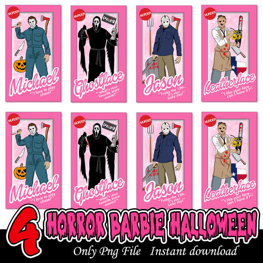 Horror Barbie Halloween bundle png, Horror killers bundle