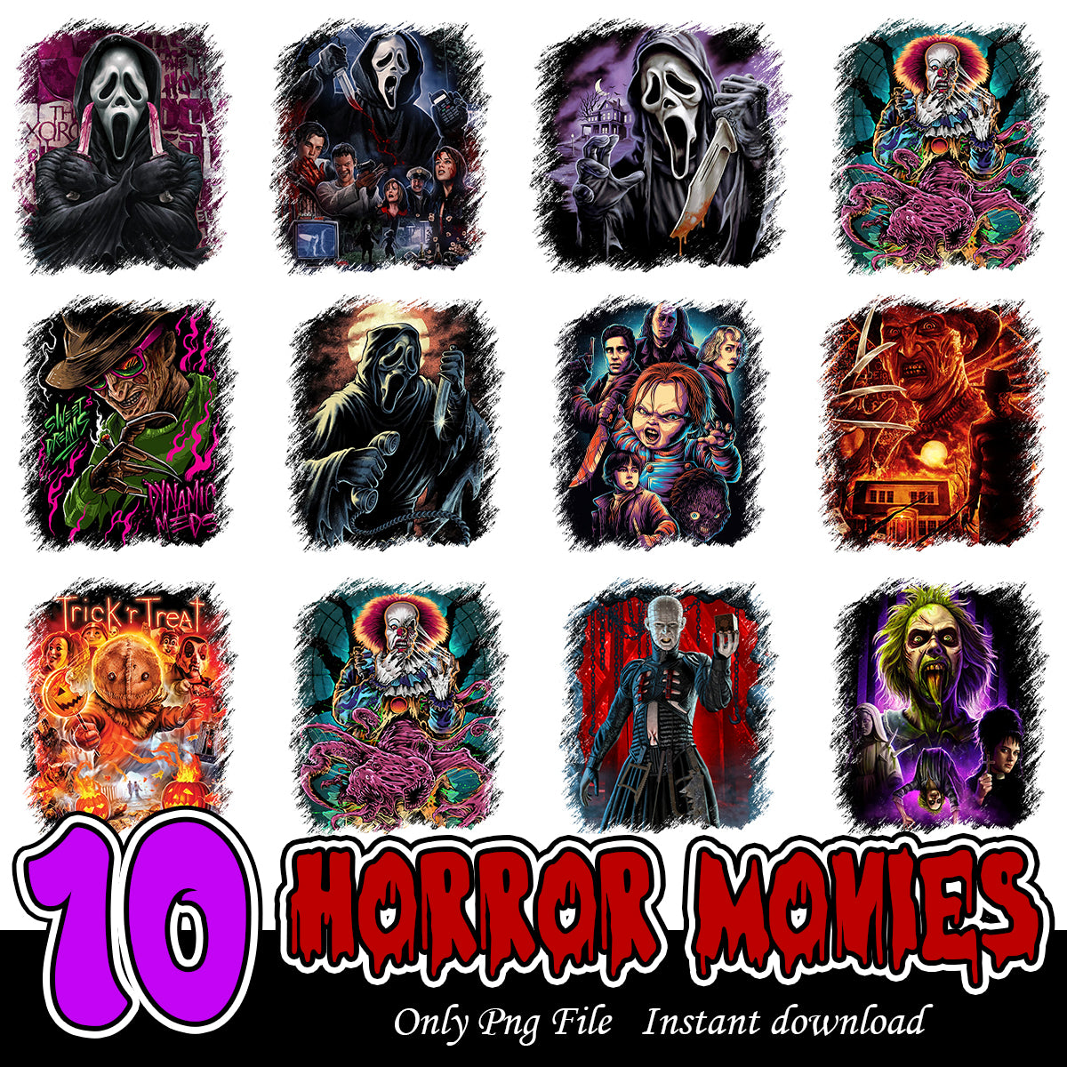 Horror Characters Bundle PNG, Horror killers bundle